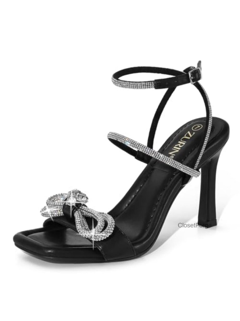 Rhinestone Bow Heeled Sandals Stiletto Prom Crystal Shoes